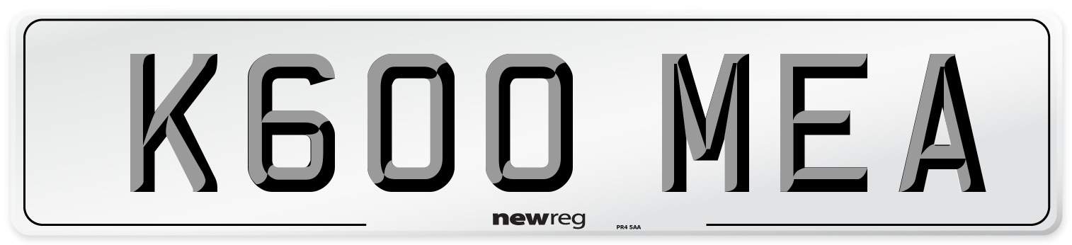 K600 MEA Number Plate from New Reg